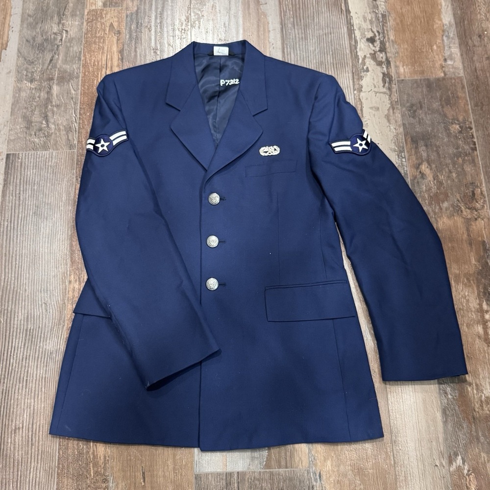 3 BUTTON COAT JACKET UNIFORM MENS AIRMAN USAF U.S. AIR FORCE DRESS BLUE 38S